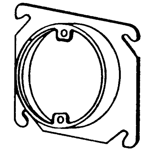 8461B Raised Square Box Cover, 4 in L x 4 in W x 3/4 in D, Steel