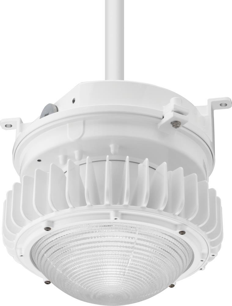 Petrolux PXLH LED Round Hazardous Location Low Bay, 10000 Lumens, Wide Glass Lens, 208 V, 50/60 Hz, 5000 K, 90 CRI, Pendant Mount, Gray Super Durable Corrosion Resistant
