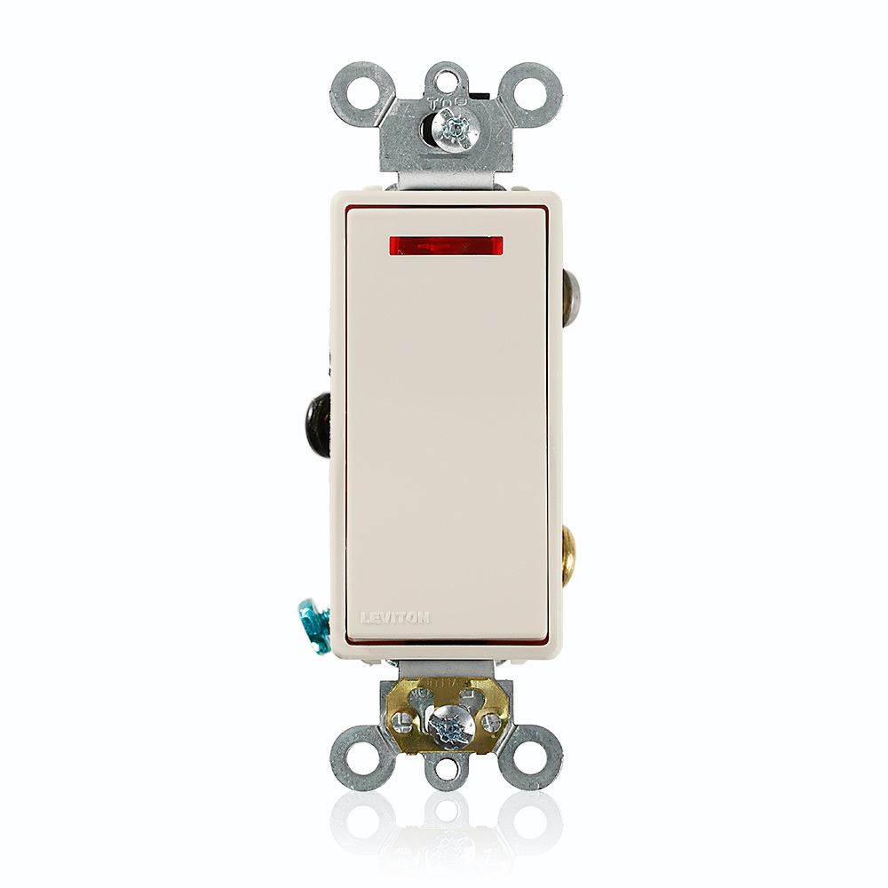 5628-2T Self-Grounding Pilot Light AC Quiet Switch, 120 V AC, 20 A, 1 hp Power Rating