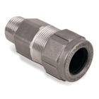 Star Teck stainless steel jacketed cable fitting. Hub size of 1 inch. Range over jacket from 1.187 - 1.375 inch.