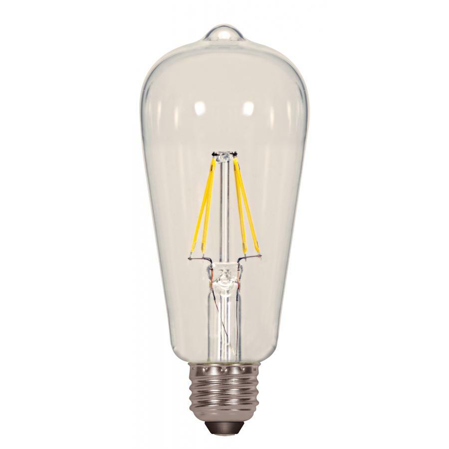 S9581 Dimmable Filament LED Lamp, 6.5 W, 60 W Incandescent Equivalent, E26 Lamp, ST19 Shape, 810 Lumens