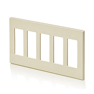 80321-ST Decora Screwless Standard Size Wall Plate, 5 Gangs, 9.99 in W x 4.61 in H, Polycarbonate, Light Almond