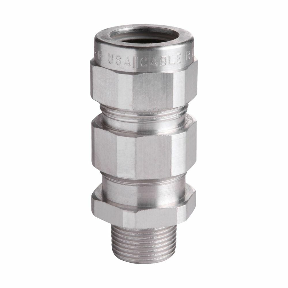 TMC5161 Cable Gland, 1-1/2 in Trade, 1.38 to 1.78 in Outer Sheath, 1.33 to 1.61 in Armor Cable Openings, Aluminum, Nickel Plated