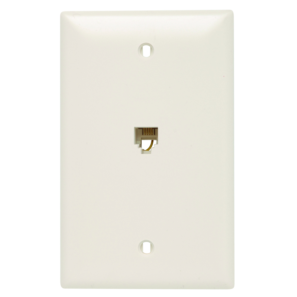 TPTE1-LA Standard Phone Wallplate, 1 Gangs, 4.7 in L, Thermoplastic, Box Mount