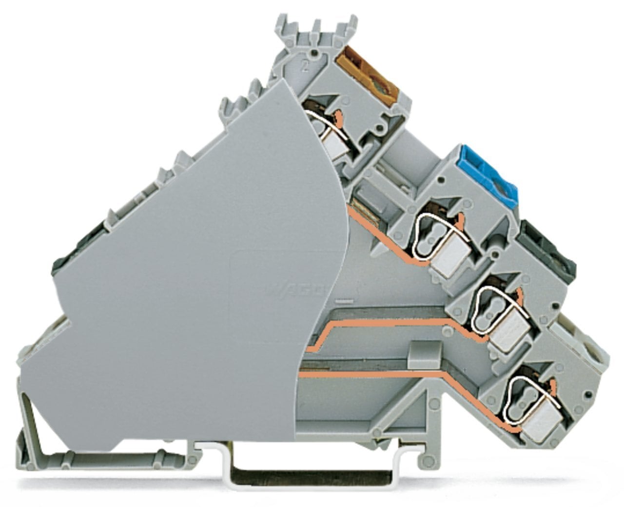 280-588/280-320 Operating Tool Sensor Terminal Block, 125 V, 6.3 A, 28 to 12 AWG Wire, 5 Poles, DIN Rail Mount