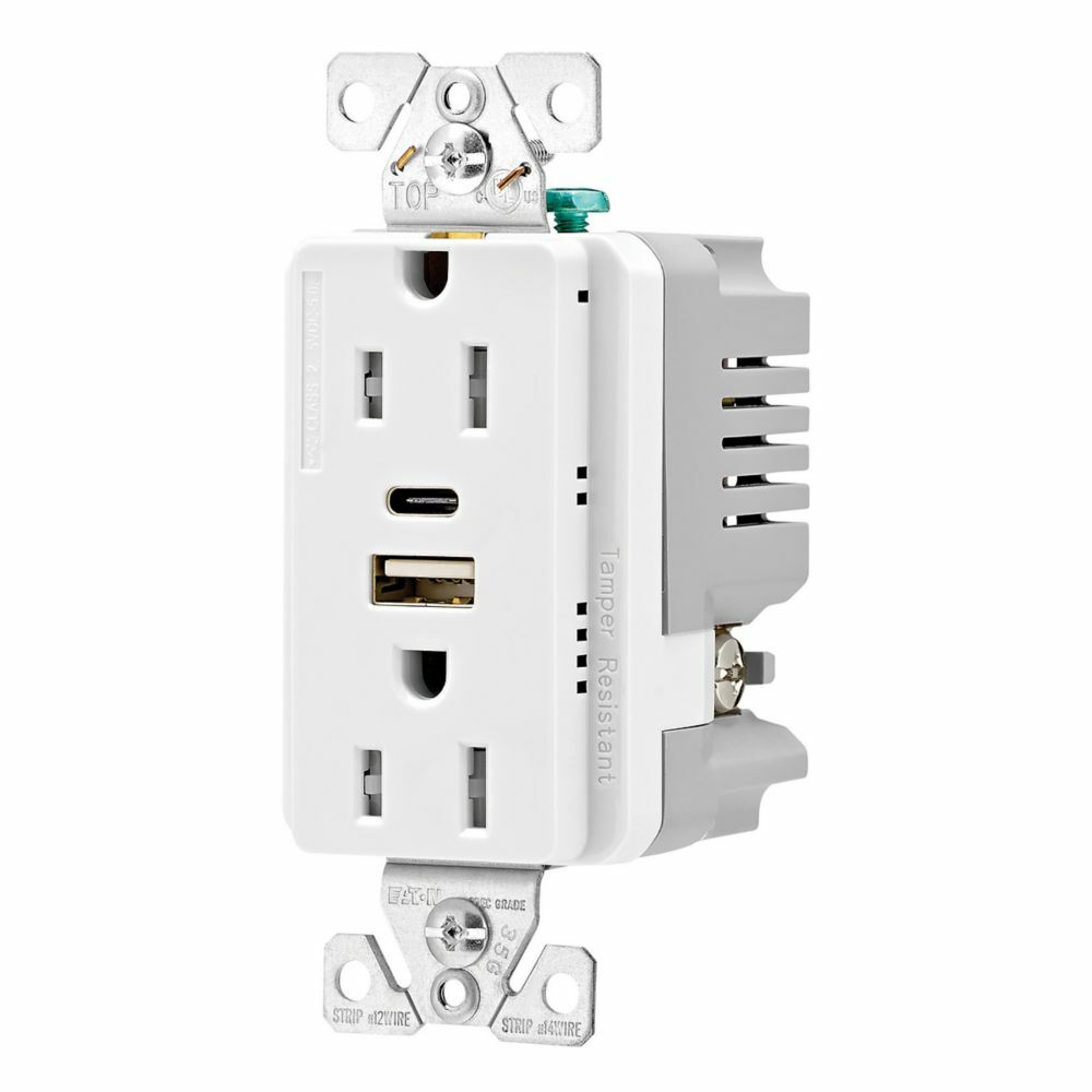 TRUSBAC15W-K-L TRUSBAC15 Decorator, 15 A, 2 Poles, 3 Wires, White