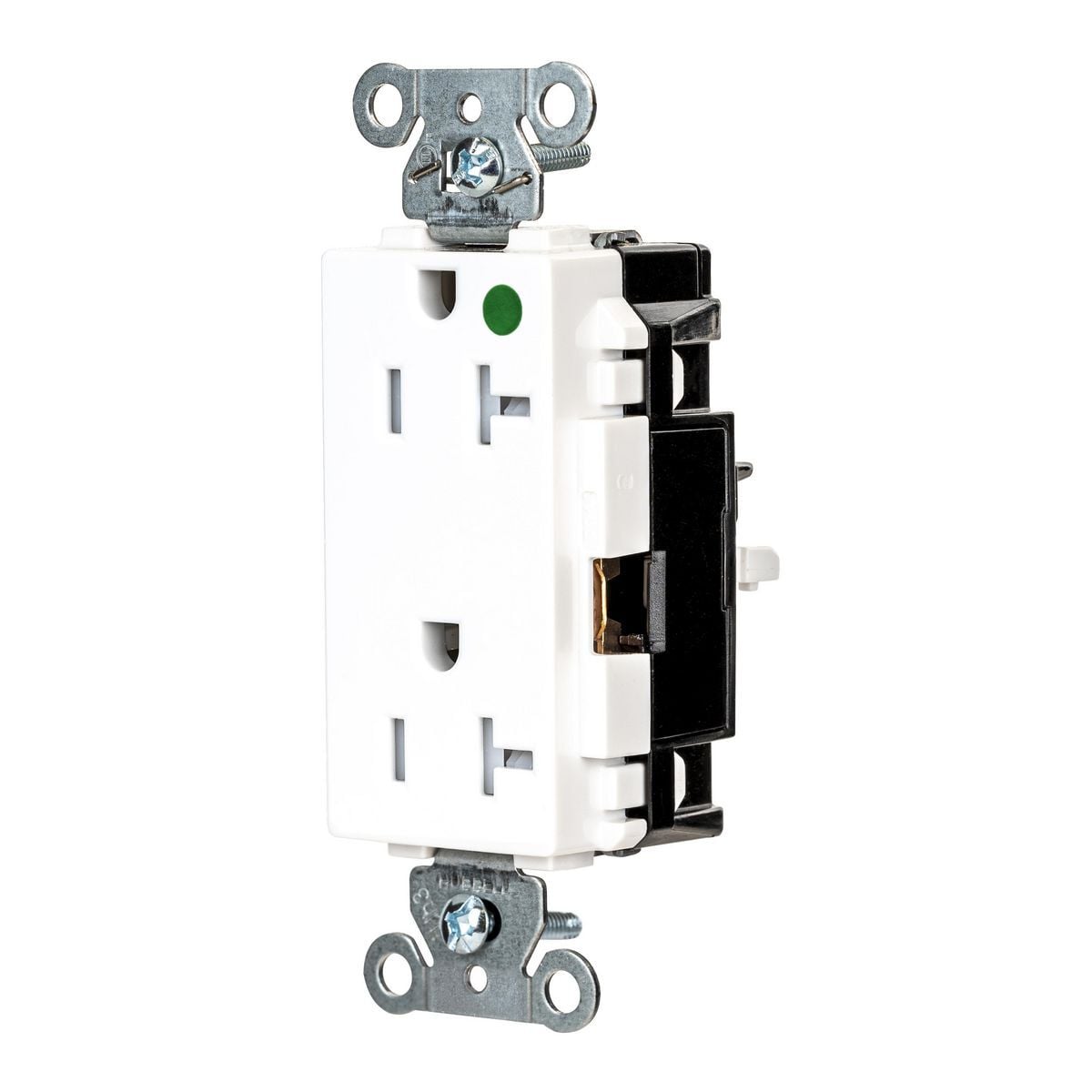 HBL2182STWTR EdgeConnect Straight Blade Receptacle, 125 V, 20 A, 2 Poles, 3 Wires, White