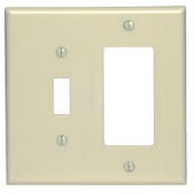 80605-I Decora Midway Size Combination Wall Plate, 2 Gangs, 4.94 in W x 4.875 in H, Thermoset, Ivory