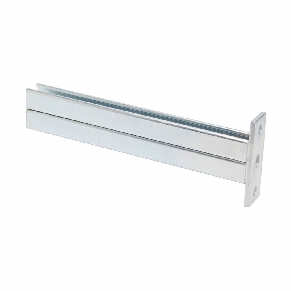 B297-24ZN Cantilever Double Channel Bracket, 2 Holes, 24 in L x 2 in W x 3/8 in THK, Steel