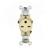 5651-I 1-Phase Heavy Duty Self-Grounding Single Straight Blade Receptacle, 250 V AC, 15 A, 2 Poles, 3 Wires, Ivory