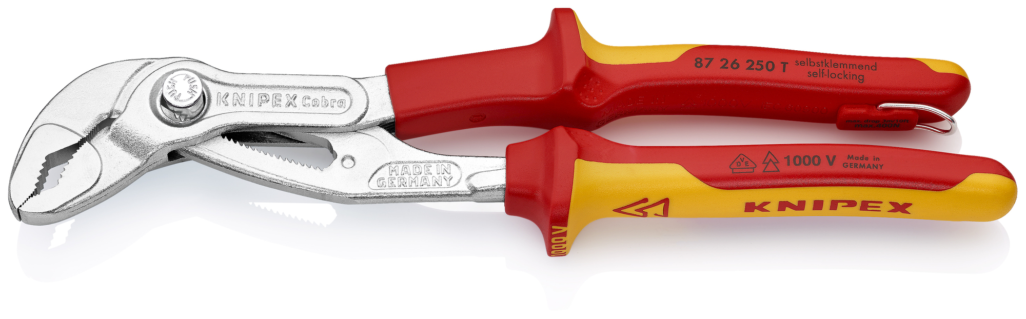 Cobra High-Tech Water Pump Pliers-1000V Insulated-Tethered Attachment, 10 in.