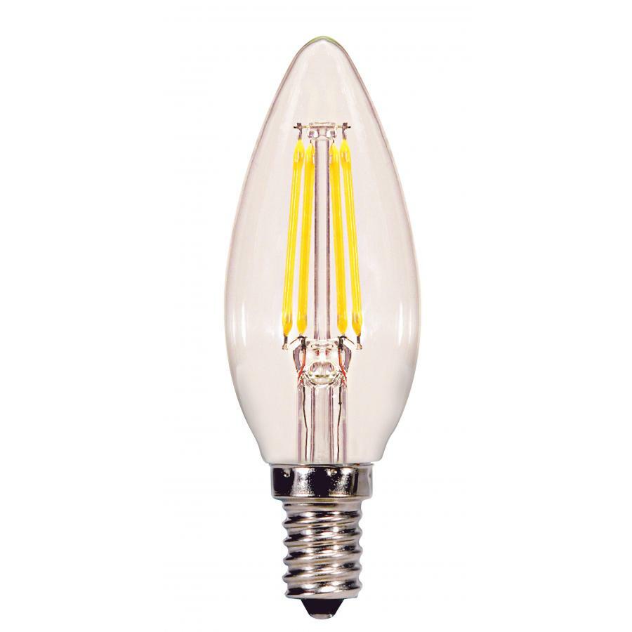 S29922 Dimmable Filament LED Lamp, 4 W, 40 W Incandescent Equivalent, E12 Lamp, C11 Shape, 350 Lumens