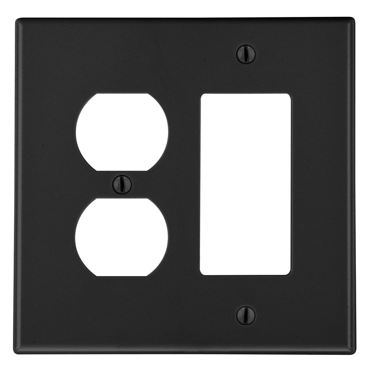 PJ826BK Mid-Size Non-Metallic Wall Plate, 2 Gangs, 5 in W x 4.94 in H, Polycarbonate Thermoplastic, Black
