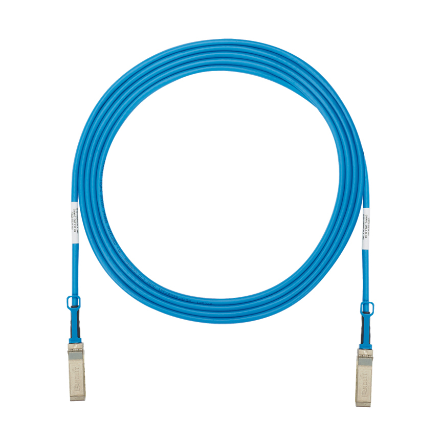 PSF1PXA1MBU SFP+ Cable Assembly, 30 AWG, SFP+ 10 Gbps Plug/SFP+ 10 Gbps Boot Connector, 3.28 ft L Cord, Blue