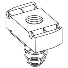 N521ZN 500 Standard Spring Nut With Spring, #8-32 Thread, 1/4 in THK, For Use With B42, B52, B54 and B56 Series Short Channel, Strut Fitting and Bolted Framing, Steel
