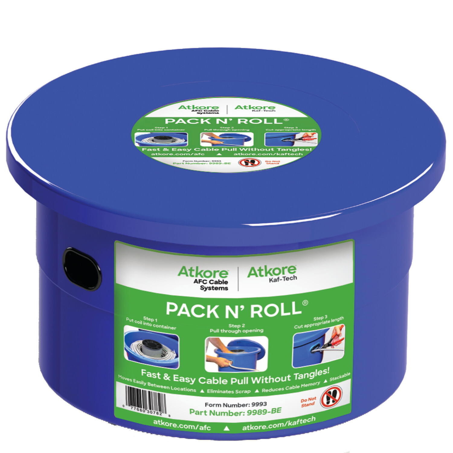 9989-BE Heavy Duty Portable Cable Dispenser, 12-13/16 in H, 250 ft Coils Load, Blue