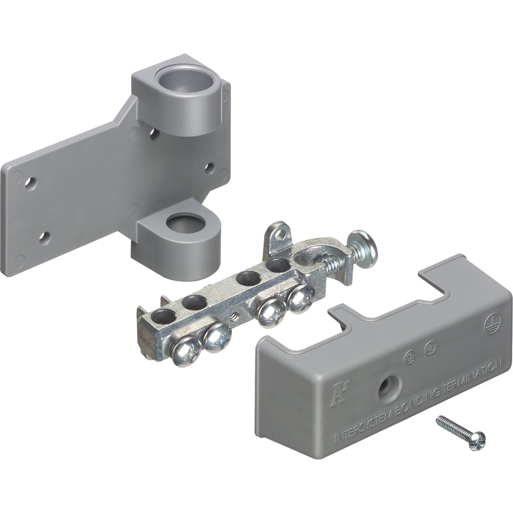 GB5P Intersystem Grounding Bridge With PVC Adapter, Gray Cover, 0.872 in L x 3.383 in W, 4 Holes, Plastic/Zinc