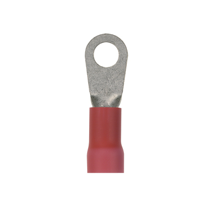 PV8-56R-QY Pan-Term Loose Piece Ring Terminal, 8 AWG Conductor, 1.64 in L, Brazed Seam/Funnel Entry Barrel, Copper, Red