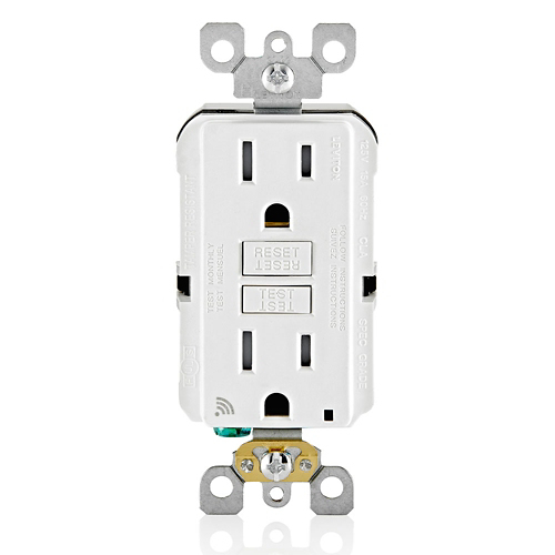 D2GF1-KW Duplex Feed Through Self-Test Tamper Resistant GFCI Receptacle/Outlet, 125 V AC, 15 A, 2 Poles, 3 Wires, White