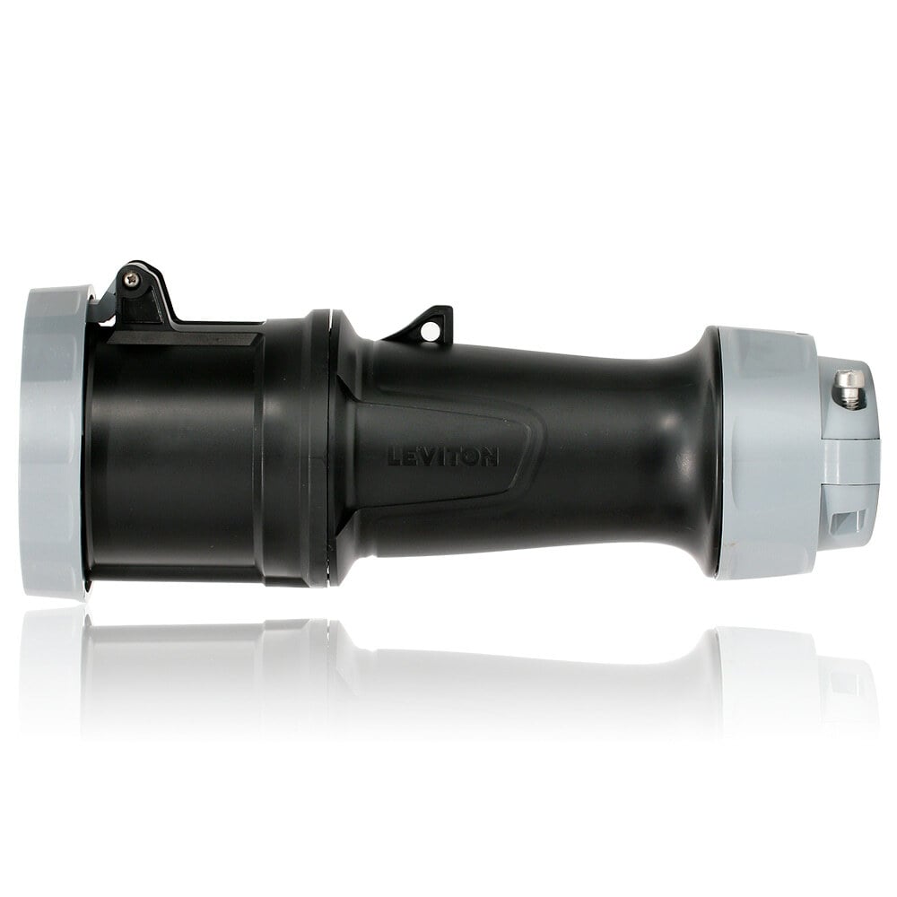 560C5WLEV LEV Series 3-Phase Dustight North American Rated Watertight Pin and Sleeve Connector, 347/600Y V AC, 60 A, 4 Poles, 5 Wires, Black