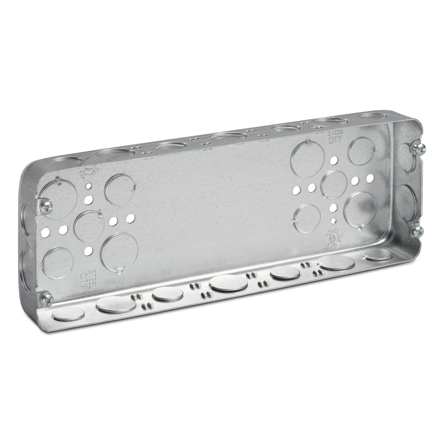 5G-1/2-3/4 Steel City Drawn Style Gang Box, Steel, 85 cu-in Capacity, 5 Gangs, 5 Outlets, 28 Knockouts