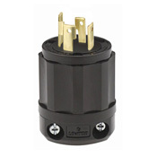 2731-B 3-Phase Grounding Cable Mount Locking Plug, 480 V AC, 30 A, 3 Poles, 4 Wires, Black