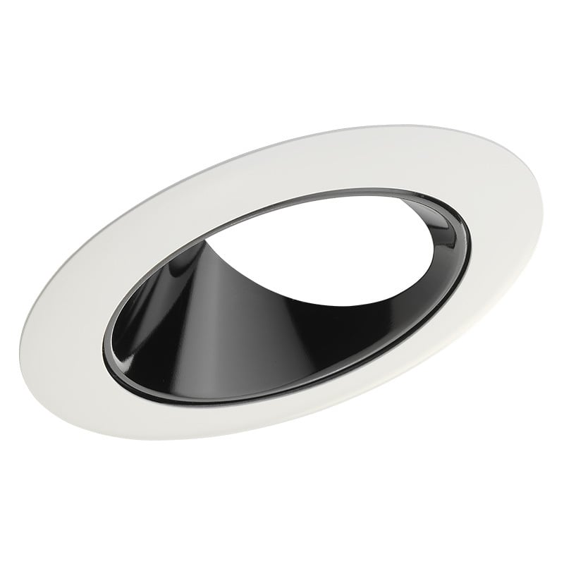 48L WWH Angle Cut Cone Round Super Sloped Open Downlight Trim, 4 in ID x 5 in OD, LED Lamp, For Use With 4 in IC-Rated and TC 700 Lumens Internally Adjustable LED Downlight