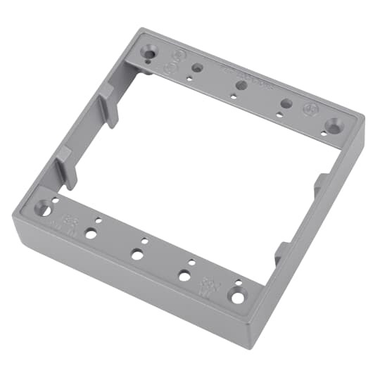 2IHEV Red Dot Universal Box Extension Ring, 2 Gangs, 4-5/8 in L x 4-5/8 in W x 1 in D, Die Cast Aluminum