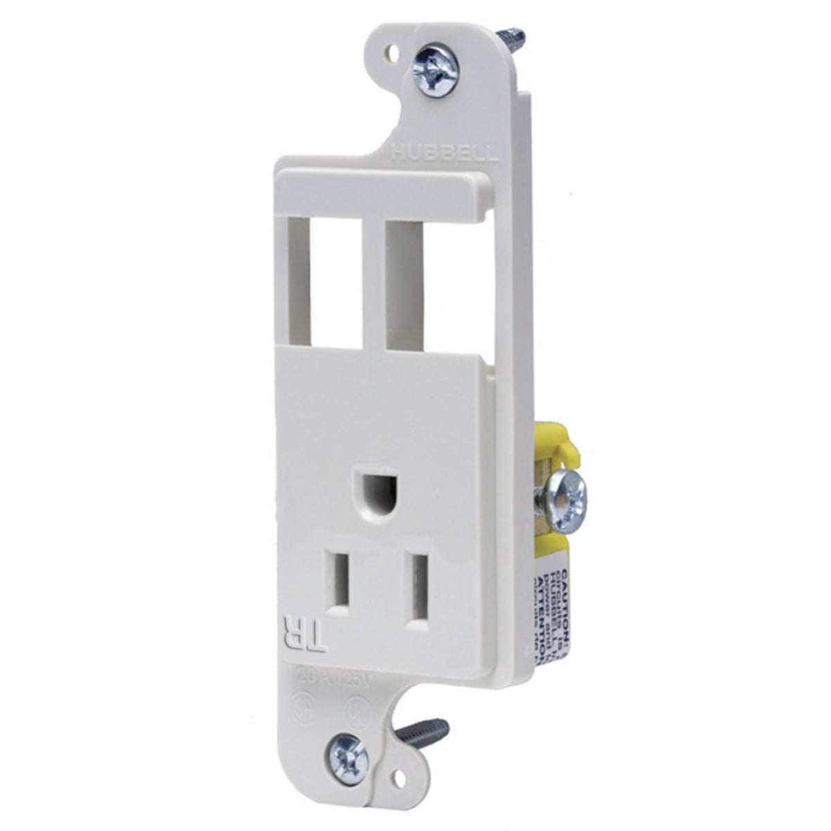 RJ65WTR 1-Gang Tamper Resistant Multimedia Outlet, Power Receptacle Outlet, Wall Mounting, NEMA 5-15R Configuration