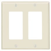 80409-E Decora Standard Size Wall Plate, 2 Gangs, 4.56 in W x 4.5 in H, Thermoset, Black