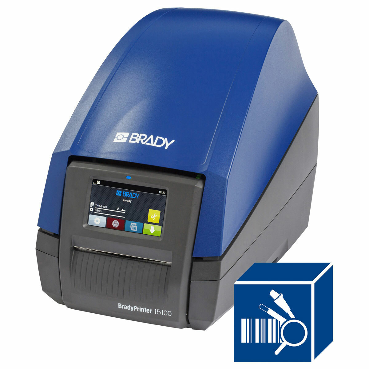 149453 PC Barcode Capable Single Color Sign and Label Printer, Direct Thermal Transfer Print, 4.16 in W Tape, 100 to 240 V AC, Color Touchscreen Display