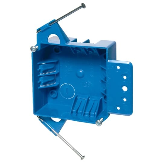 B418AR-UPC Carlon New Work Square Outlet Box, Thermoplastic, 18 cu-in Capacity, 2 Gangs, (1) Knockouts, 4 in H x 4 in W x 1-5/8 in D