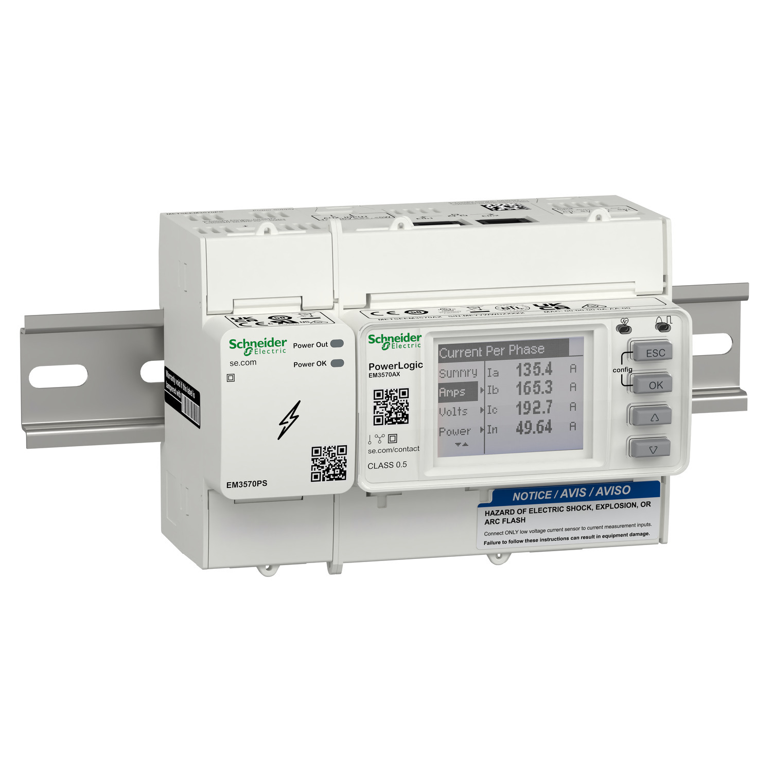 METSEEM3570A DIN Rail Meter, 125 to 300 V DC