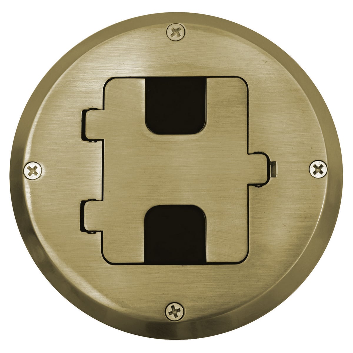 RF515BP Decorator Duplex Semi-Adjustable Standard Wood Floor Box Kit, Stamped Steel, 28 cu-in Capacity, 1 Gangs, 6 Knockouts