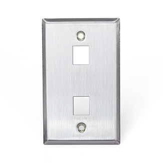 43080-1S2 QuickPort Standard Size Wallplate, 1 Gang, 2-3/4 in W, 302 Stainless Steel, Surface Mount