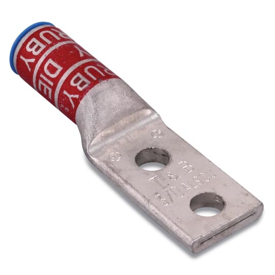 60244 Color-Keyed 2-Hole Non-Insulated Compression Lug, 3/0 AWG Aluminum/Copper Conductor, Die Code: 60, 1/2 in Stud, Aluminum
