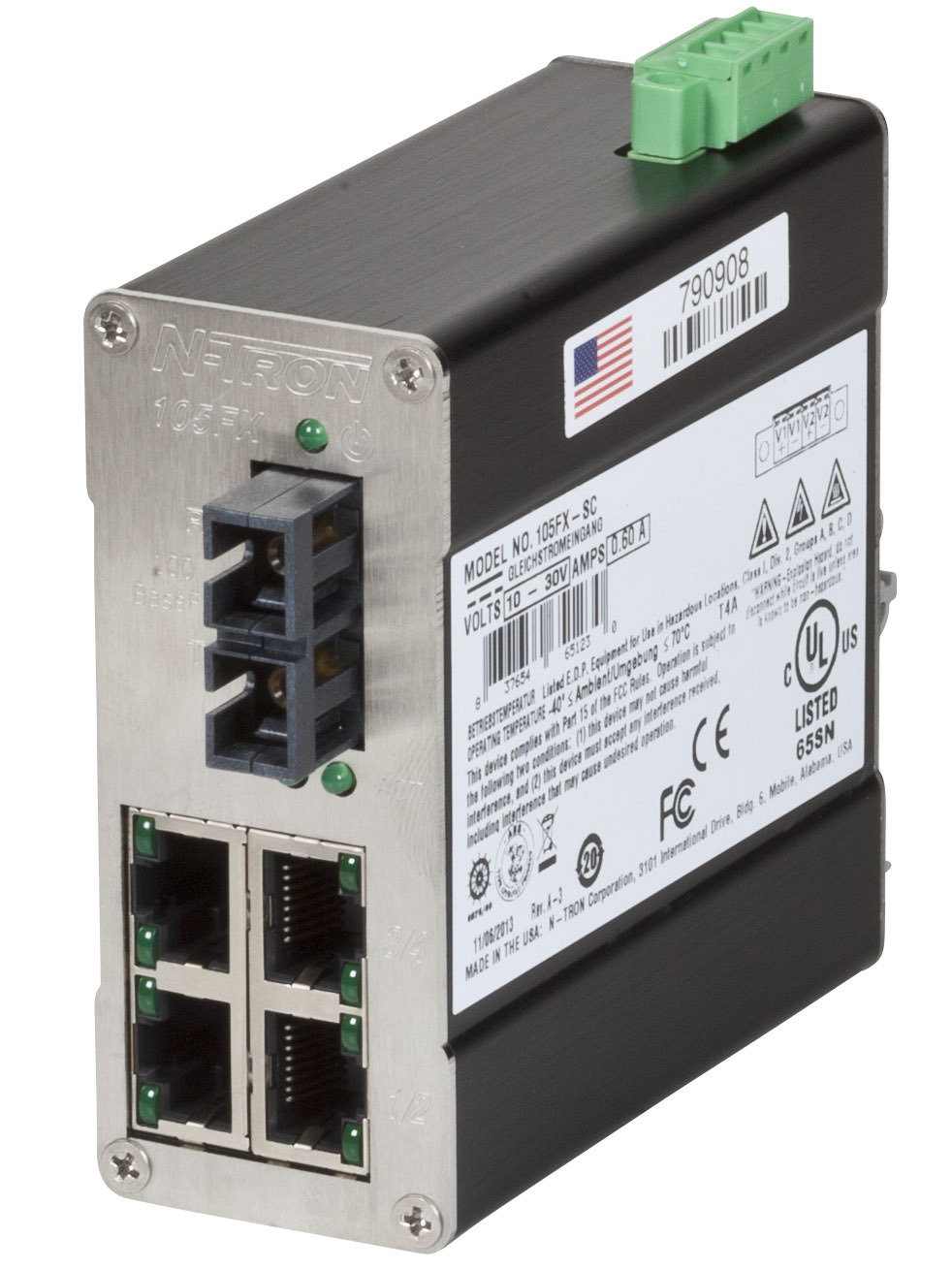 105FX Unmanaged Industrial Ethernet Switch, SC 2km