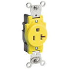 20 Amp, 125 Volt, Industrial Heavy Duty Grade, Single Receptacle, Straight Blade, Self Grounding, White