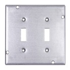 Square Box Surface Cover, 7.5 Cubic Inches, 4-11/16 Inch Square x 1/2 Inch Deep, Galvanized Steel, For use with Two Toggle Switches