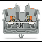 2-conductor miniature through terminal block; with push-button; 1 mm; with test port; side and center marking; with snap-in mounting foot; Push-in CAGE CLAMP; 1,00 mm; gray