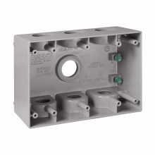 TP7143 Corrosion-Resistant Weatherproof Outlet Box, Die-Cast Aluminum, 59 cu-in Capacity, 3 Gangs, 7 Outlets, 2-5/8 in D