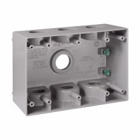 Eaton Crouse-Hinds series weatherproof outlet box, 59.0 cu in, Gray, 2-5/8" deep, Die cast aluminum, Three-gang, (7) 3/4" outlet holes