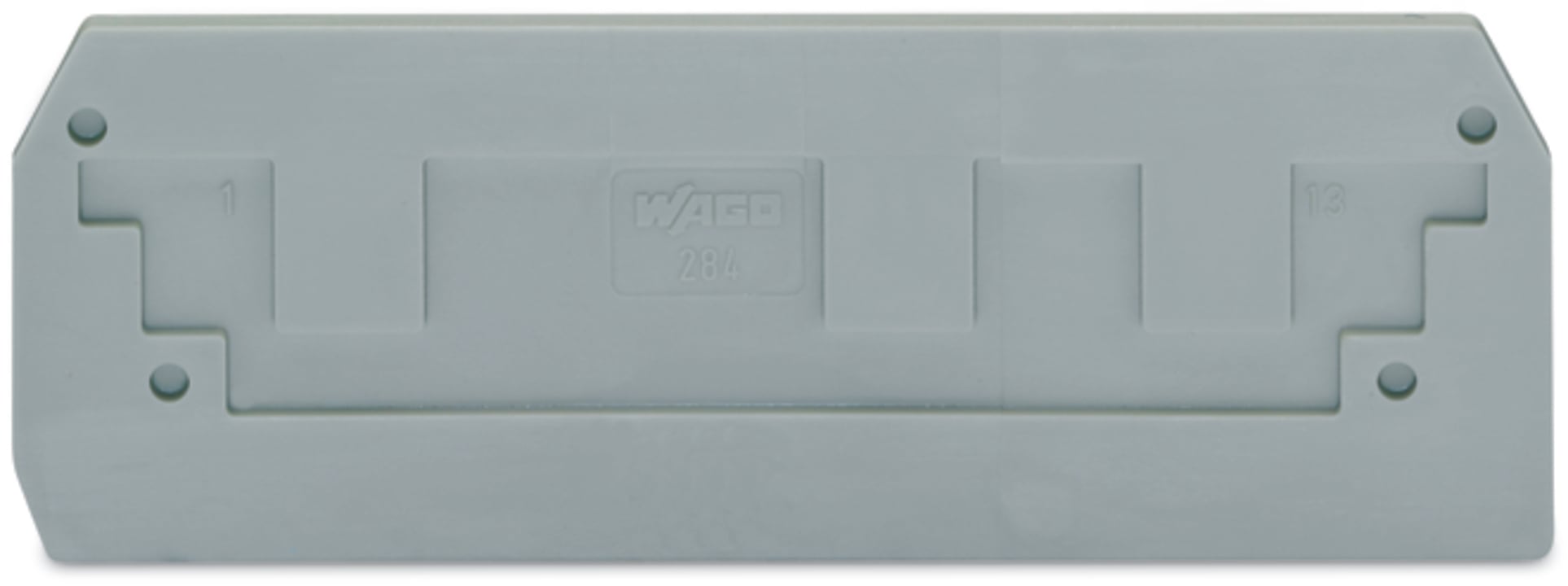 284-308 281 End and Intermediate Plate, For Use With 284 Series Rail Mounted Terminal Block, Gray