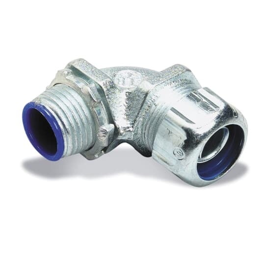 5260 T&B Non-Insulated Conduit Connector, 4 in Trade, 90 deg, Malleable Iron, Chromate Coated/Electro-Zinc Plated