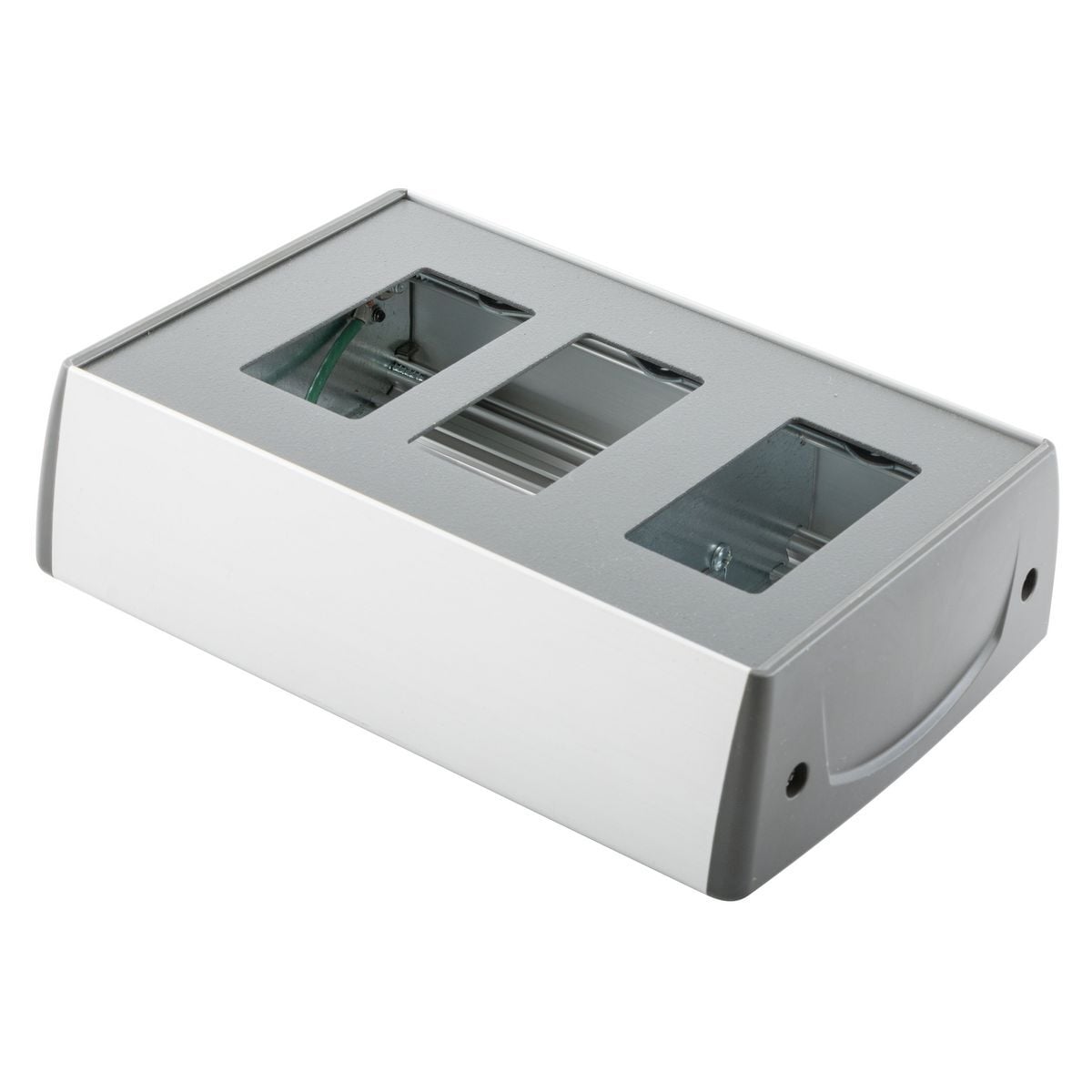 HBLFMD2P1D 2-Gang Power/1-Gang Data Device Box, 2.47 in L x 7.59 in W x 5.18 in H, Thermoplastic, Dark Gray