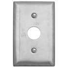 Hubbell Wiring Device Kellems, Wallplates and Boxes, Metallic Plates, 1-Gang, 1) Security Opening, Standard Size, Stainless Steel, EngravedOn/Off