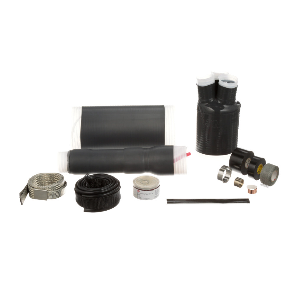 7000031663 QT-III 7600-T-3G Cold Shrink Termination Kit, 3 Pieces, For Use With Three Core Tape Shield, UniShield and Wire Shield Power Cable, Silicone Rubber, Black