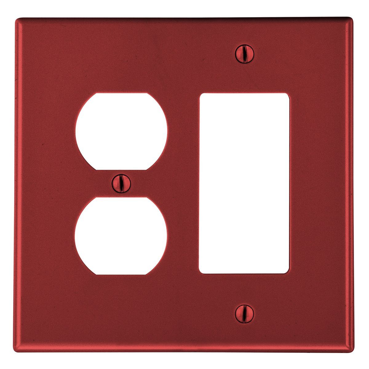 P826R Non-Metallic Standard Wall Plate, 2 Gangs, 4.69 in W x 4.63 in H, Polycarbonate Thermoplastic, Red