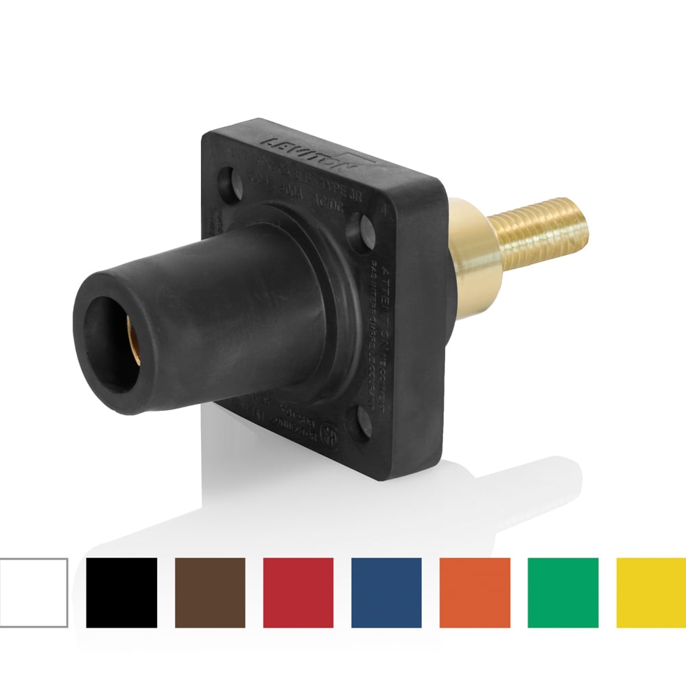 16R32-XR Rhino-Hide 16 Series 90 deg Cam-Type Taper Nose Single Pole Receptacle With 3/4 in Extended Shoulder, 600 V AC/DC, 400 A, 2 to 4/0 AWG Wire, 1-1/4 in Female Threaded Stud Connection, NEMA 3R NEMA Rating