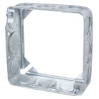 Square Box Extension Ring, 21 Cubic Inches, 4 Inch Square x 1-1/2 Inch Deep, 1/2 Inch Knockouts, Pre-Galvanized Steel